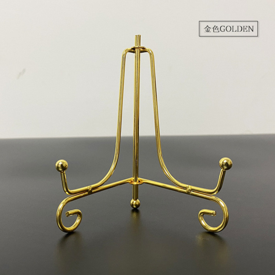 Premium Golden Metal Photo Frame Stand (মেটাল ফটো ফ্রেম স্ট্যান্ড) – Decorative Iron Display Easel for Resin Art, Plates, Photos & Home Decor
