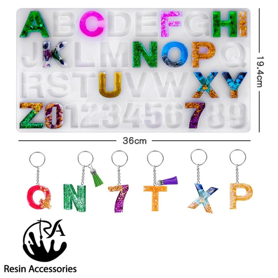 Large Alphabet & Number Silicone Mold (৩৬ সেমি) – Reverse Letter Casting Mold for Resin Keychain, Jewelry & DIY Personalized Gifts