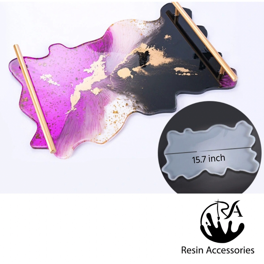 15.7 Inch Extra Large Irregular Geode Tray Silicone Mold (১৫.৭ ইঞ্চি ট্রে সিলিকন মোল্ড) – Oversized Decorative Serving Board Mold for Resin Art & Luxury Home Decor