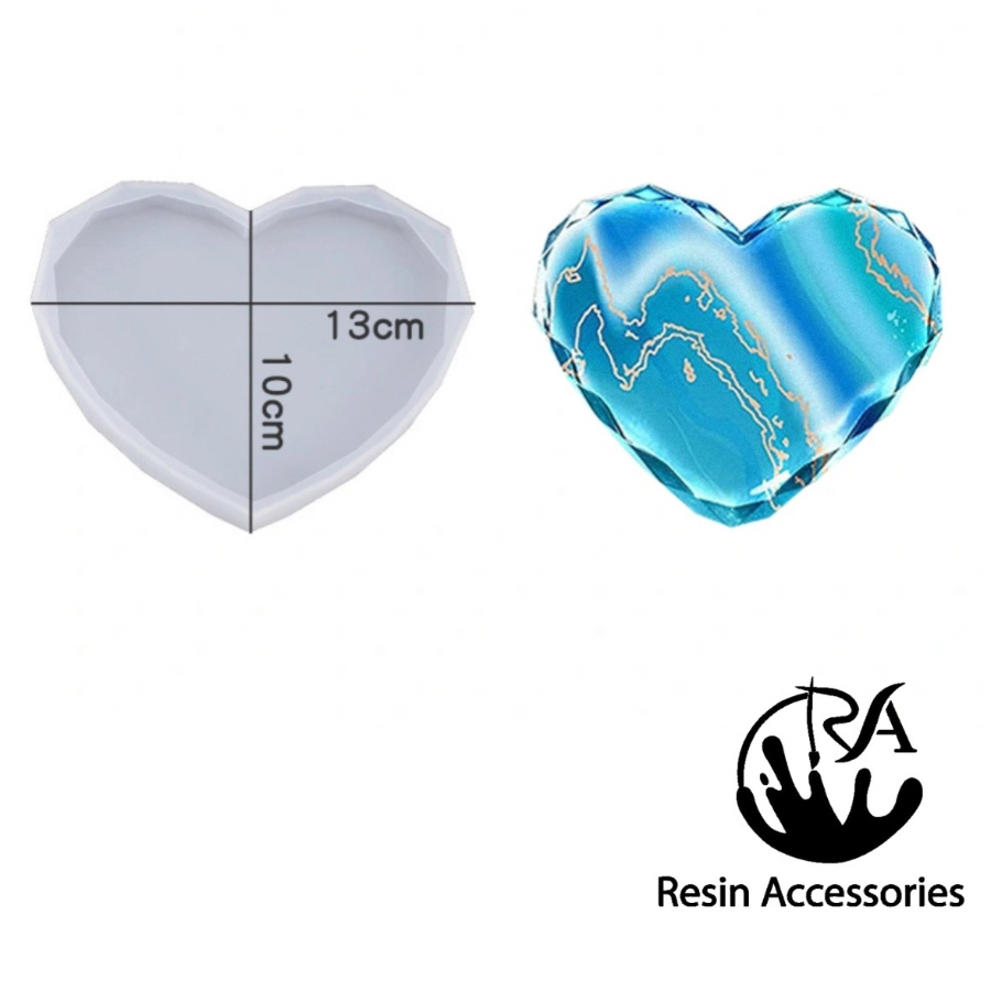 Triangular Cut Large Heart Silicone Mold – Faceted Diamond Heart Casting Mold for Resin Art, Geode Decor & 3D Keepsakes