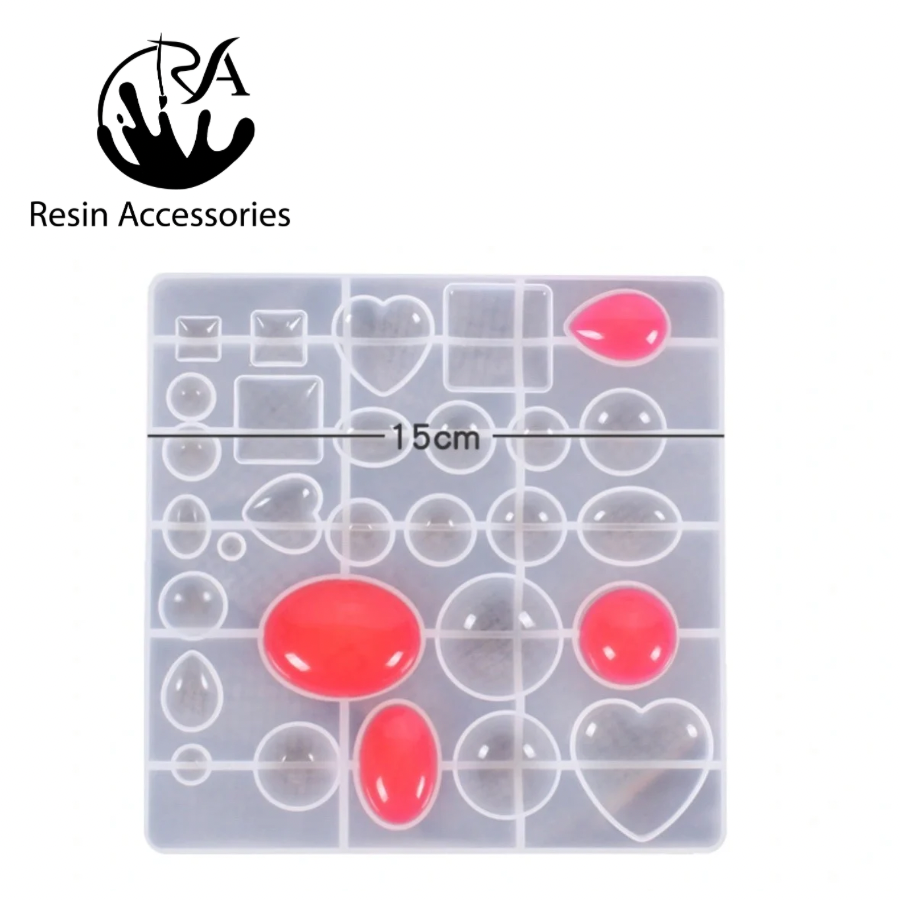 Multi-Shape Resin Jewelry Silicone Mold (১৫ সেমি) – Premium Stone & Cabochon Mold for DIY Pendants, Earrings & Crafts