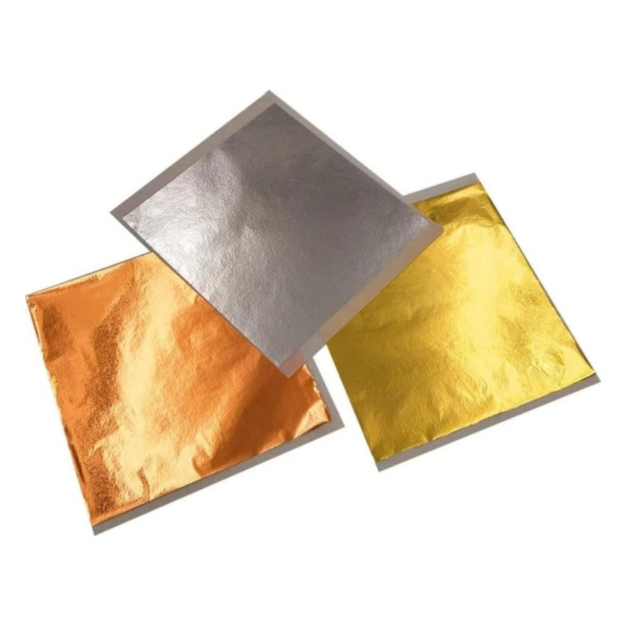 Gold & Silver Leaf Paper Set (10 Pcs) – Metallic Foil Sheets for Resin Art (রেজিন আর্ট), DIY Crafts & Gilding